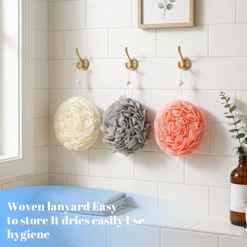 2 in 1 Soap Bar Loofah, 3 Pcs Bar Soap Loofah Pouch, Can Hold Soap Effective Exfoliation for Women and Men - Shower Sponge for Body with Rich Lather( Beige & Pink & Gray )