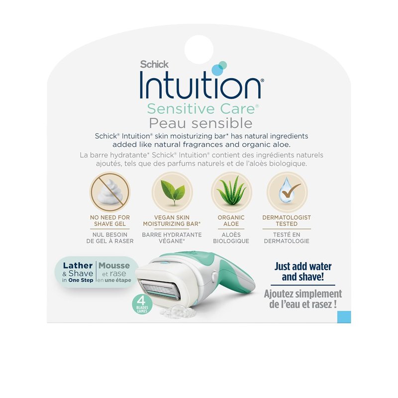 Intuition Razor Blades Refill for Women - Sensitive Skin with Organic Aloe | 6 Count Pack