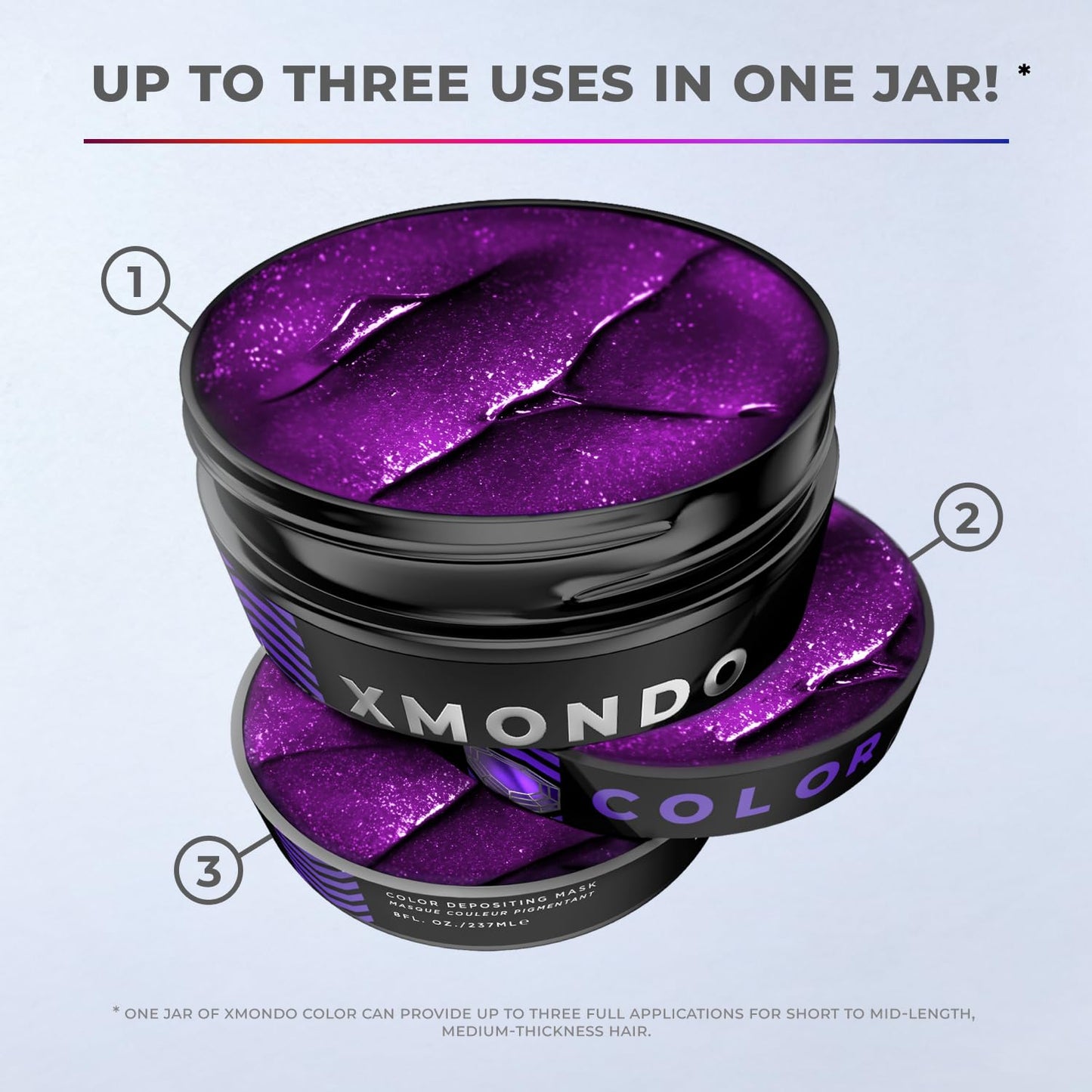 XMONDO Color Amethyst Depositing Mask & Semi-Permanent Purple Hair Dye | Infused with Bond Booster Technology & Hyaluronic Acid for Nourishment, Revitalization & Repair, Vegan Formula, 8 Fl Oz 1-Pack