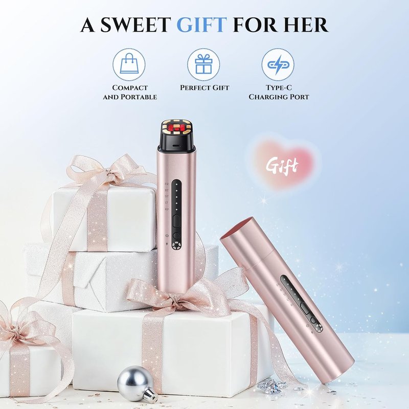Microcurrent Facial Device - 5-in-1 Skin Tightening & Lifting Machine | 5 Color Light Therapy for Face, Neck & Eyes