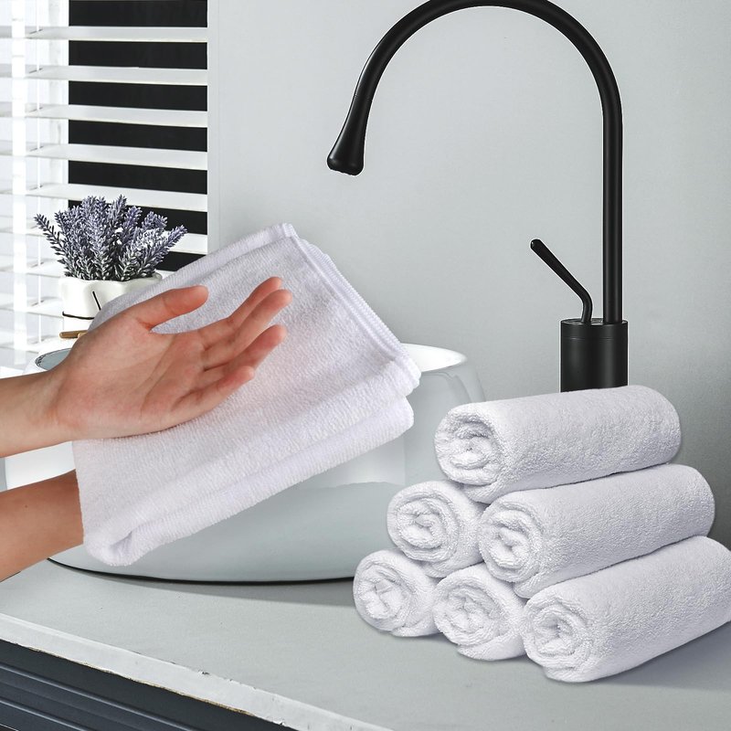 UNIMADE Salon Towels 24 Pack, Super Soft Microfiber Hand Towel, Highly Absorbent Hair-Drying Cloth for Gym, Bath, Spa Use and Home Beauty Care - White (16x29 inch)