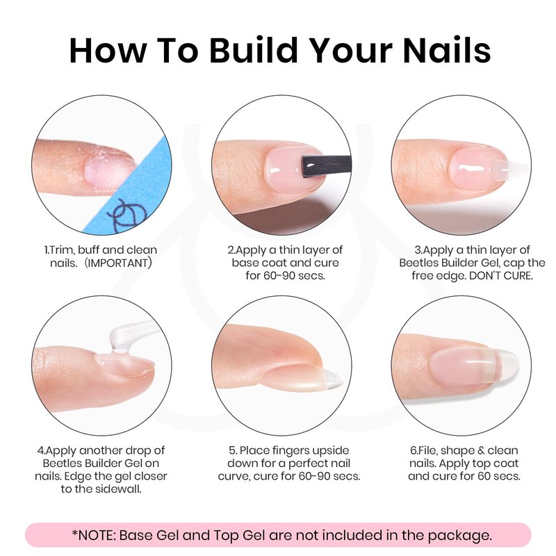 Beetles Builder Gel for Nails HEMA-Free,0.5 oz 8 in 1 White Glitter Builder Nail Gel,for Thickening Apex Building Strengthener Extension, LED UV Lamp Galaxy Whispers Color DIY Salon for Begginer