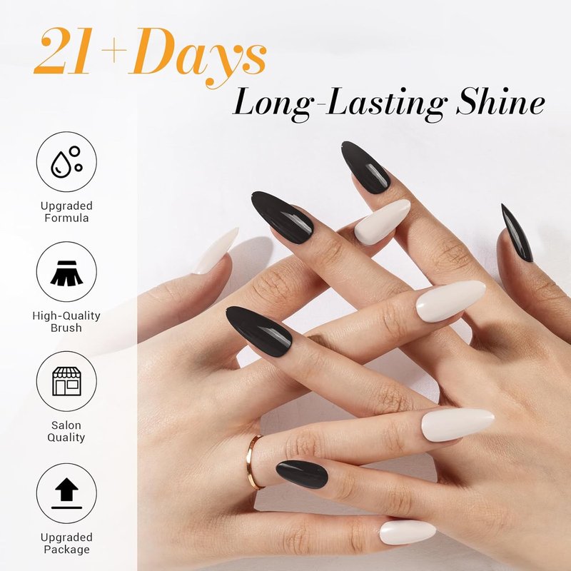 MelodySusie 2Pcs 15ml No Wipe Glossy Top Coat & Base Coat Set Long Lasting Shine Finish Soak Off UV LED Nail Lamp Nail Art Design Manicure Kit Perfect Gifts for Women Girls