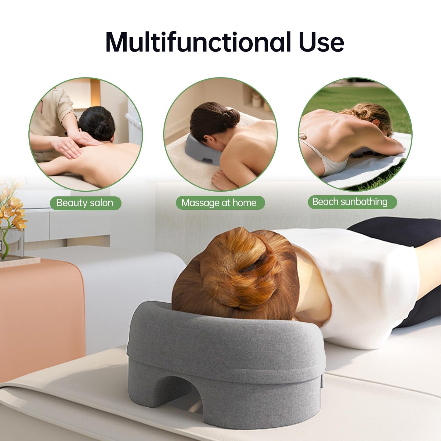 UTJZIB Face Down Pillow for Massage - Massage Headrest for Bed, Face Down Pillow for Sleeping, Post-Eye Surgery Recovery, and Beach Tanning, Massage Tools.