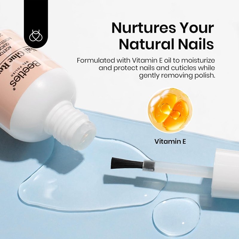 Beetles Nail Glue Remover - Non-Acetone Adhesive Remover with Cuticle Tool | 20ml Gentle Formula for Press-On Nails