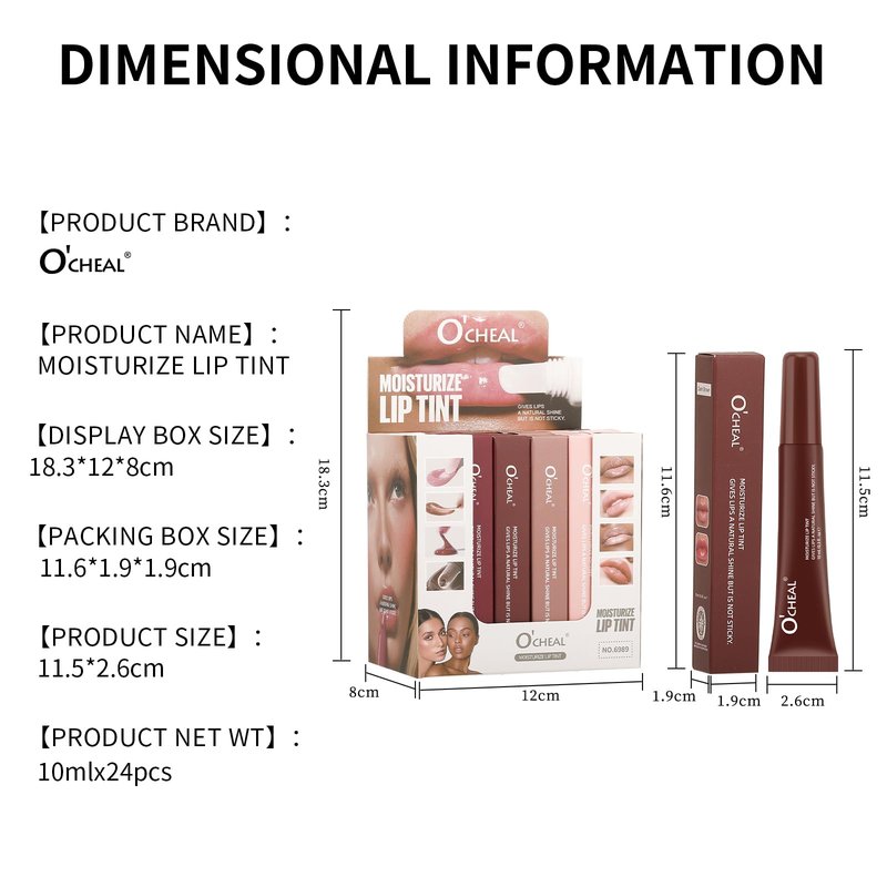 O'CHEAL Lip Gloss for Women, Hydrating Tinted Lip Balm, Natural Glossy Sheer Lip Stain, Lightweight, Plumping, Non Sticky, Long-Lasting, Anti-Wrinkle Lip Butter, Cruelty-Free & Vegan (Pink)