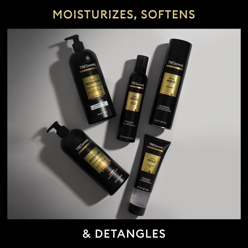 TRESemmé Travel Essentials for Hair Care – Rich Moisture Shampoo, Conditioner & Extra Hold Hairspray for Heat Protection & 24H Frizz Control