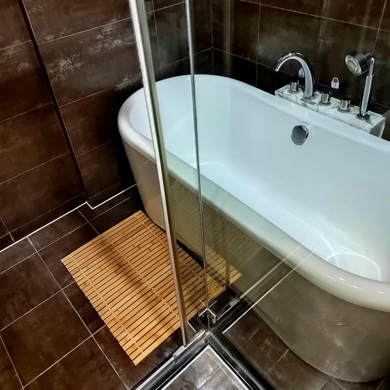 HJJKKH Bath Mat Rayon Derived from Bamboo, Foldable Floor Shower Bath Mat for Bathroom, Bathtub, Shower, Sauna, Hot Tub