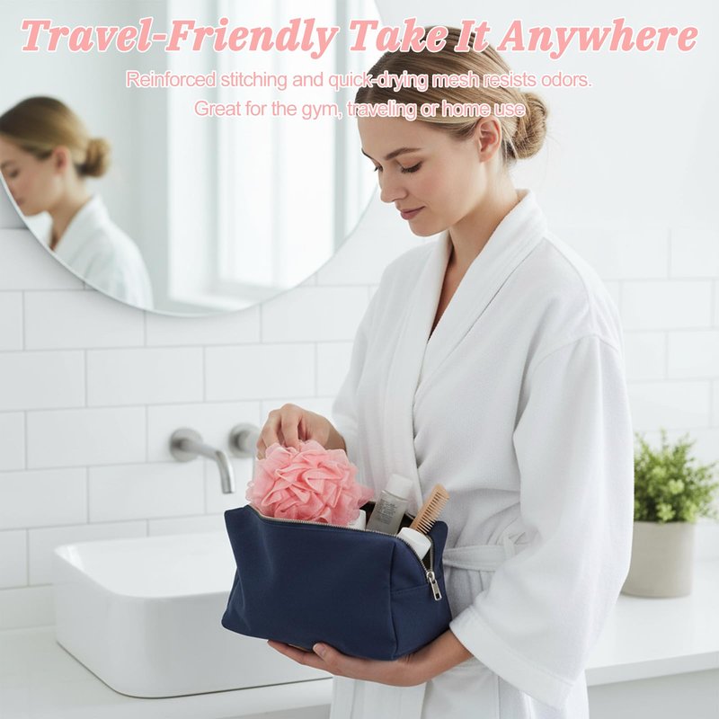 Qianyu 3 Pcs Loofah Soap Bar Loofah 2-in-1 Washcloth Combo Saver Pouch Reusable Exfoliating Shower Mesh Hold Drawstring Cleansing Puff Ball with Soap Pocket for Bathing Body Wash