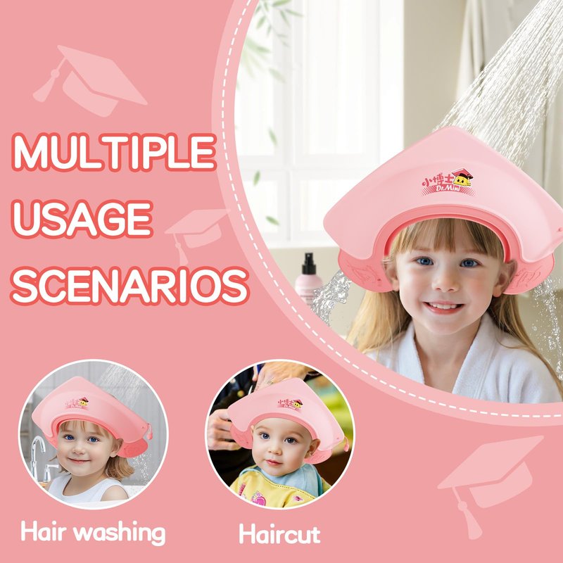 Lonlown Baby Shower Cap Shield for Kids Soft Silicone Adjustable1-8 Years Old Hair Washing Hat for Kids Toddler Shower Cap Shield Makes the baby Bath More Fun