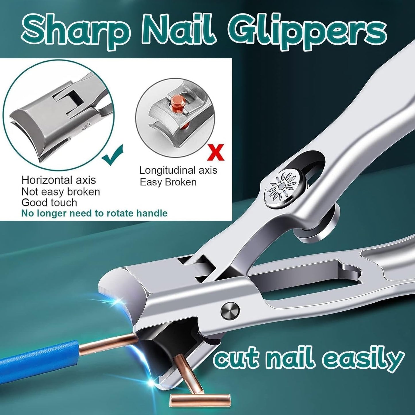 Toenail Clippers for Seniors Thick Toenails, Ultra Wide Jaw Stainless Steel Splashless Nail Clipper Seniors Adults Men Women (Black)