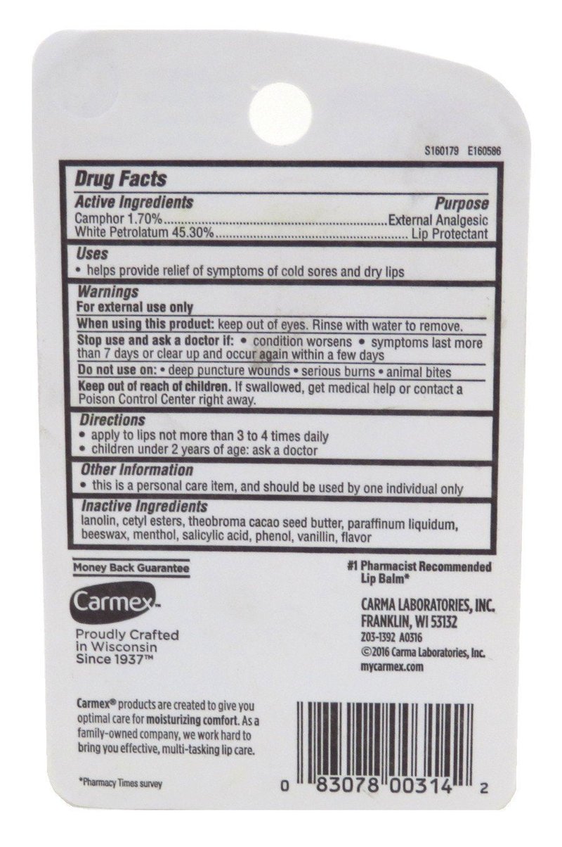 Carmex Lip Balm Tube Classic Medicated 0.35 Ounce 3 Count (10.3ml)