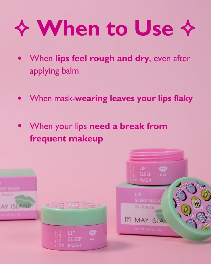 MAYISLAND Lip Sleep Mask #Dragonfruit Kiwi - Korean Overnight Lip Treatment with Dragonfruit Extract - Intensive Moisturizing Formula for Dry, Chapped Lips - Refreshing Kiwi Scent, 0.34 oz.