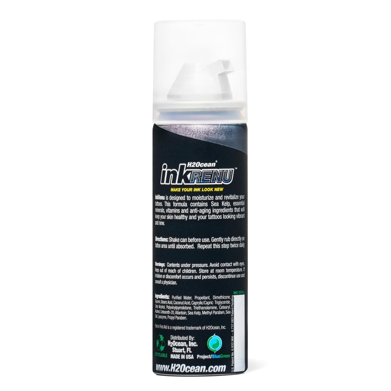 H2Ocean InkRenu Color Enhancing Tattoo Moisturizing Foam - Tattoo Brightener, Enhancer & Moisturizer for Tattoo Care - Tattoo Aftercare Lotion to Revive & Renew Tattoos - 2 oz