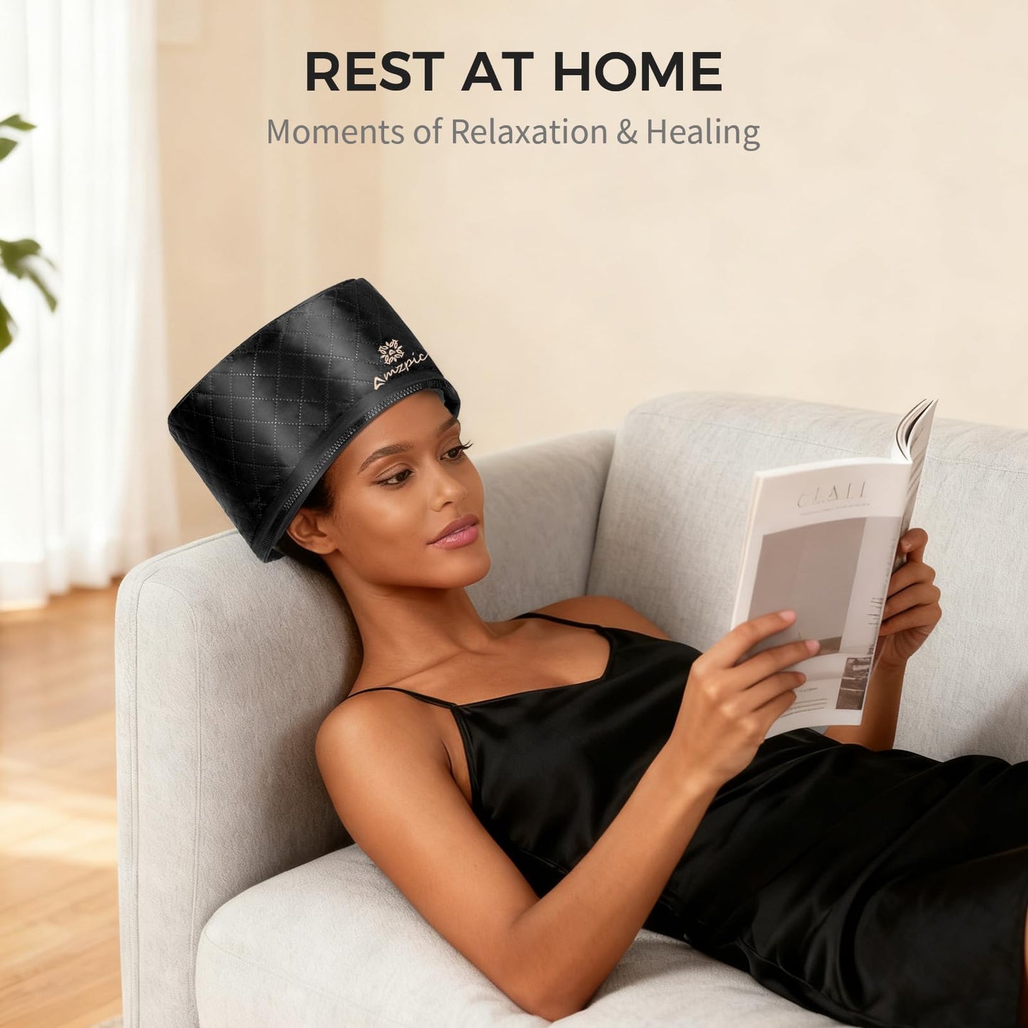 Thermal Heat Cap for Deep Conditioning - Electric Steamer Cap with 10-Level Temperature Control, Fast Heating for Natural & Afro Hair Care at Home