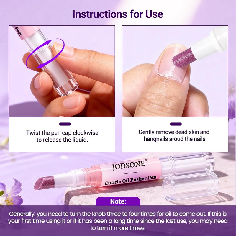 JODSONE 2-in-1 Cuticle Oil Pen & Cuticle Pusher,Gentle Cuticles Treatment Remover For Dry & Damaged Nails, Hangnails, Moisturize Strengthen Brighten Cleaning Dead Gentle Formula Products 2ml