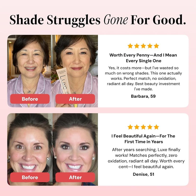 Luxe Color Changing Foundation for Women – Instantly Adapts to Your Skin Tone – Buildable Light-to-Medium Coverage – 12-Hour Wear – Natural Dewy Finish - Medium Dark