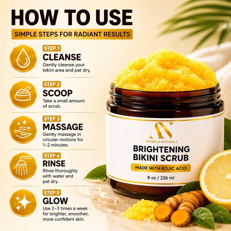 Bikini Area Exfoliator Exfoliating Body Scrub, Brightening Body Exfoliator Exfoliating Scrub, Bump Eraser KP Body Exfoliant Shower Scrub Ingrown Hair Treatment Razor Bump Treatment Body Scrubs 8 OZ