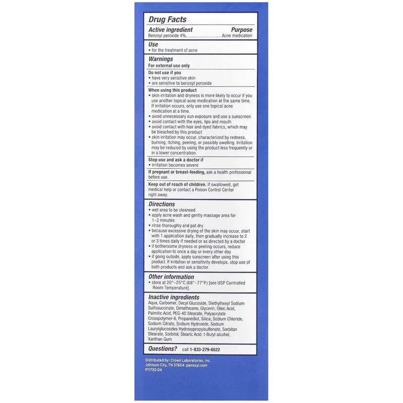 PanOxyl 4 Acne Creamy Wash, 4% Benzoyl Peroxide 6 oz (Pack of 5)