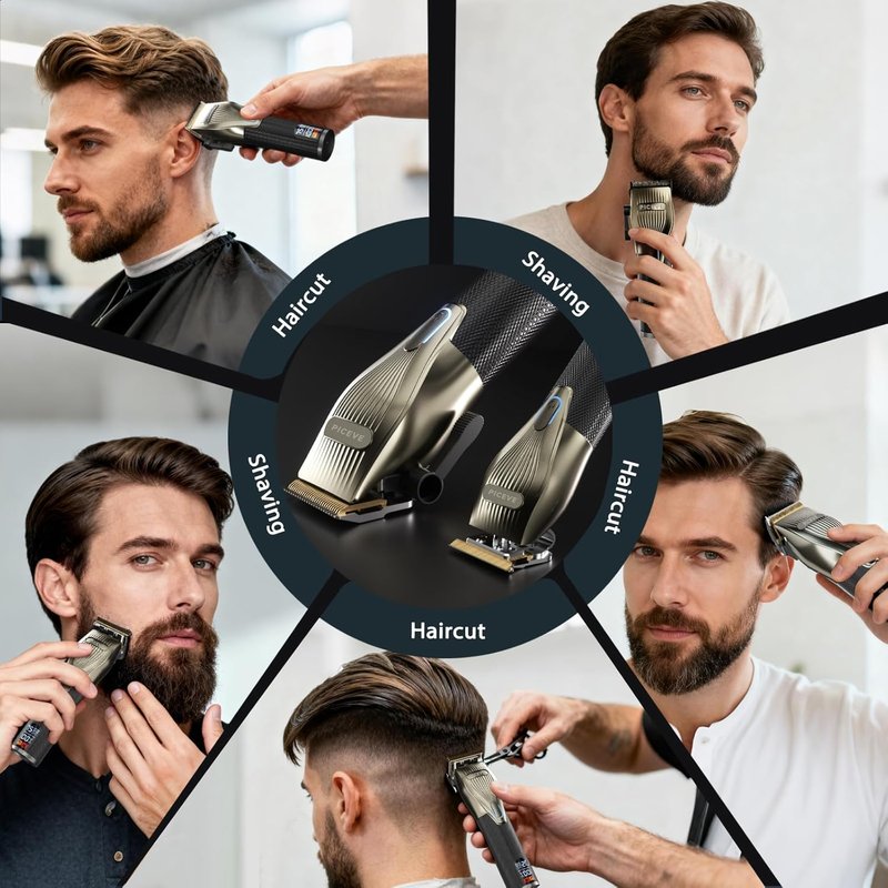 Skiennix Hair Clipper - Professional Electric Hair Cutting Set with 7500RPM Motor & LCD Display | Cordless Grooming Kit for Men