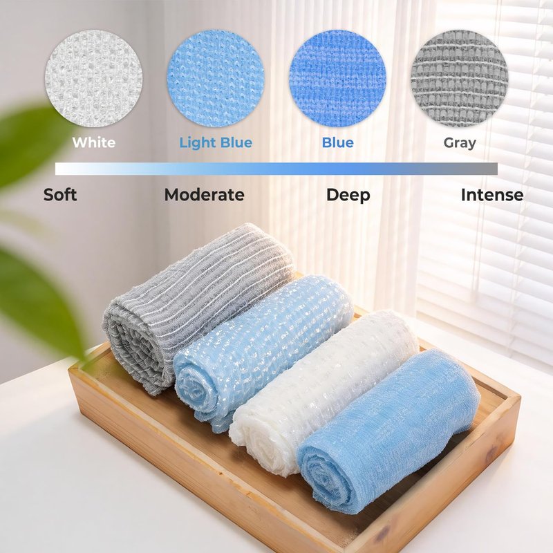 LEICHTEN White Soft Exfoliating Washcloth Body Scrubber, Quick Drying Japanese & Korean Exfoliating Cloth, Extra Long Back Exfoliator for Shower, Ideal for Men Women Daily Gentle Skin Cleansing