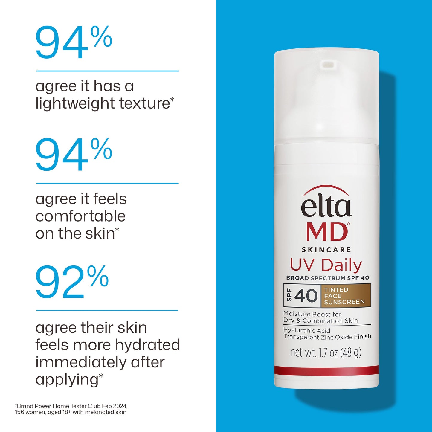 EltaMD UV Daily Tinted SPF 40 Face Sunscreen Moisturizer with Zinc Oxide, Tinted Daily Face Moisturizer with SPF, Sunscreen for Dry Skin,1.7 oz Pump