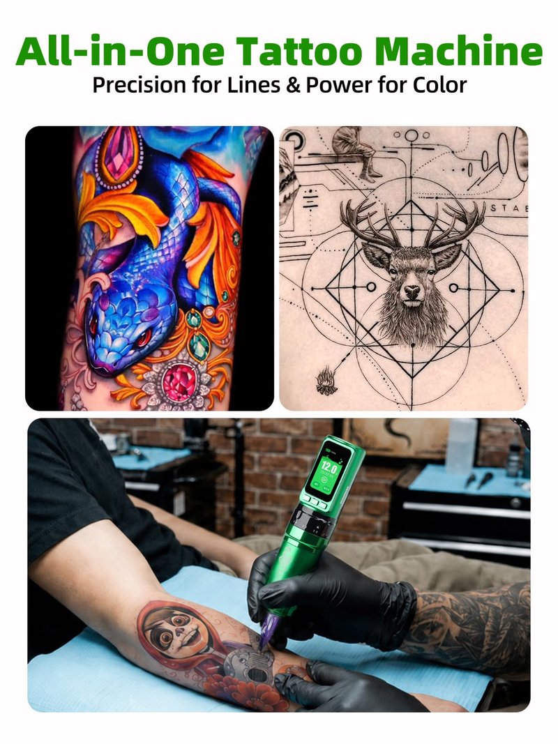 Mast Tattoo Fold Pro Wireless Tattoo Pen Machine - Professional Rotary Tattoo Gun for Lining Shading, Mcore-C3 Motor, 2Pcs 3000mAh Battery, 2.4-4.2mm Stroke, Complete Tattoo Kit
