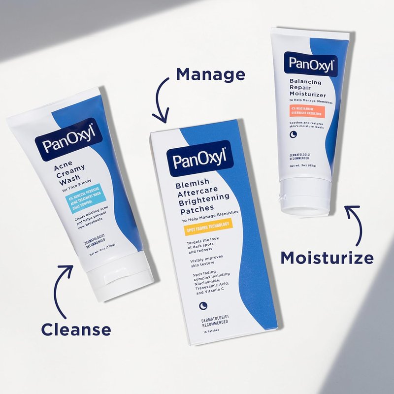 PanOxyl Blemish Brightening Patches - Fade Post-Acne Dark Spots, Reduce Redness | Large Clear, Vegan, 16ct