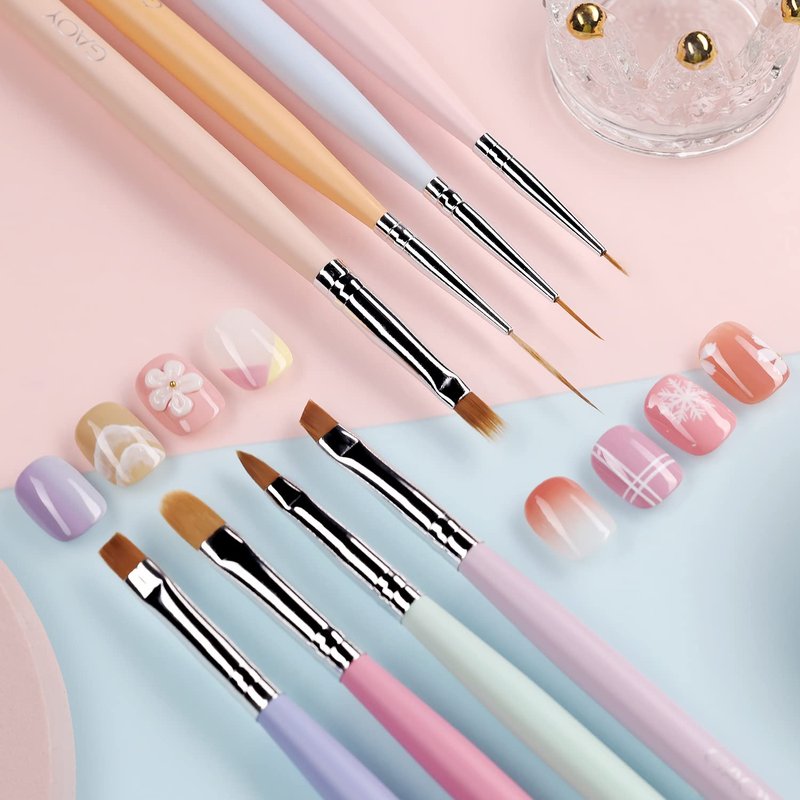 Nail Art Brushes Set - 8 Pcs Detail Painting Tools for French Liner & Dotting | Nail Design Essentials