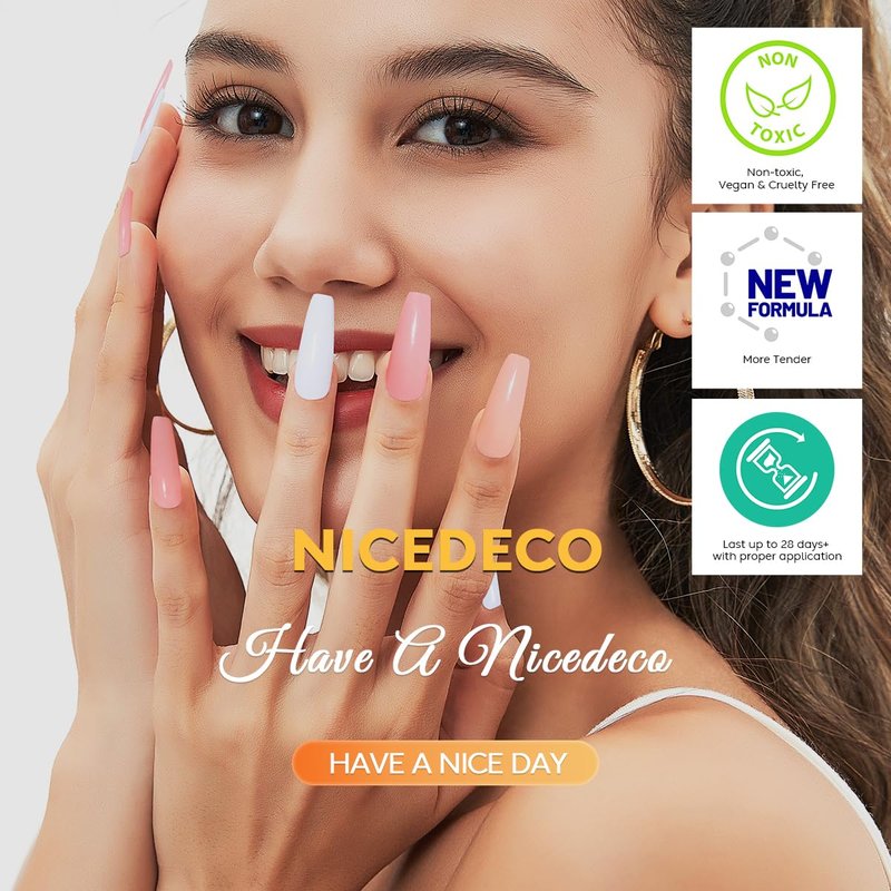 Nicedeco Gel Nail Polish Set - Hema Free No Wipe Top & Base Coat | 2 Pcs, 15ml, Low Odor, Vegan, Long Lasting