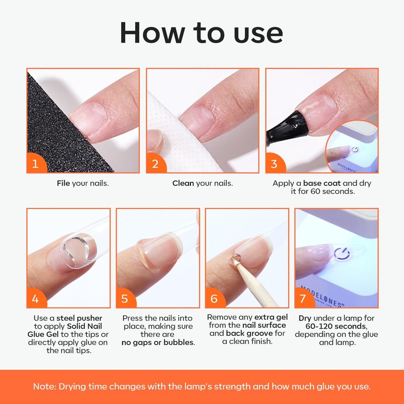 modelones Solid Nail Glue Gel for Acrylic Nails Tips, 30g False Nails Gel Glue Long-Lasting Strong Adhesion, Need UV Light Cured