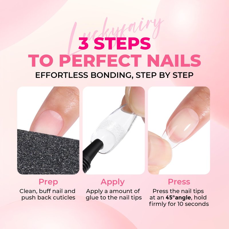 Luckyfairy Super Strong Nail Glue for Press Ons 15g (2pcs) : 4-in-1 Quick Air Dry, No Lamp Needed, Long Lasting, Semi Solid Soft Gel Nail Glue for Acrylic Nails Tips