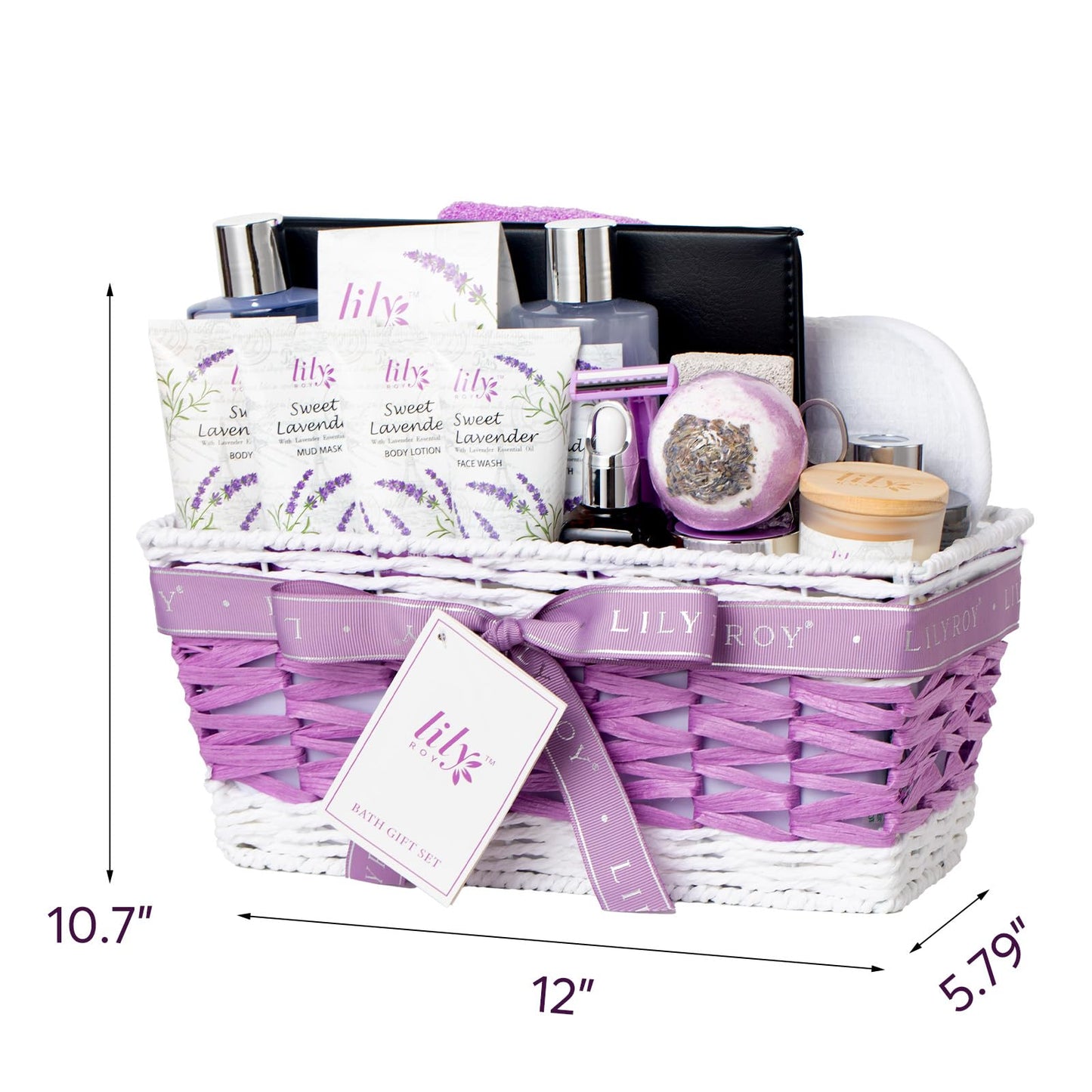 Gifts for Women, Birthday Gifts, 22 Piece Lavender Spa Gift Basket for Women, Mother's Day Gift Basket for Mom - Bath and Body Skin Care Set for Women, Spa Kit | Valentines Day Gift, Christmas Gift