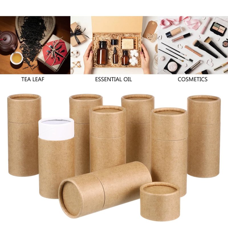 Hemoton Kraft Paper Cylinder Gift Boxes 30-Pack 4.48X6.02X2.00In Eco-Friendly Paper Packaging for Essential Oil Bottles Tea Storage and Small Craft Items