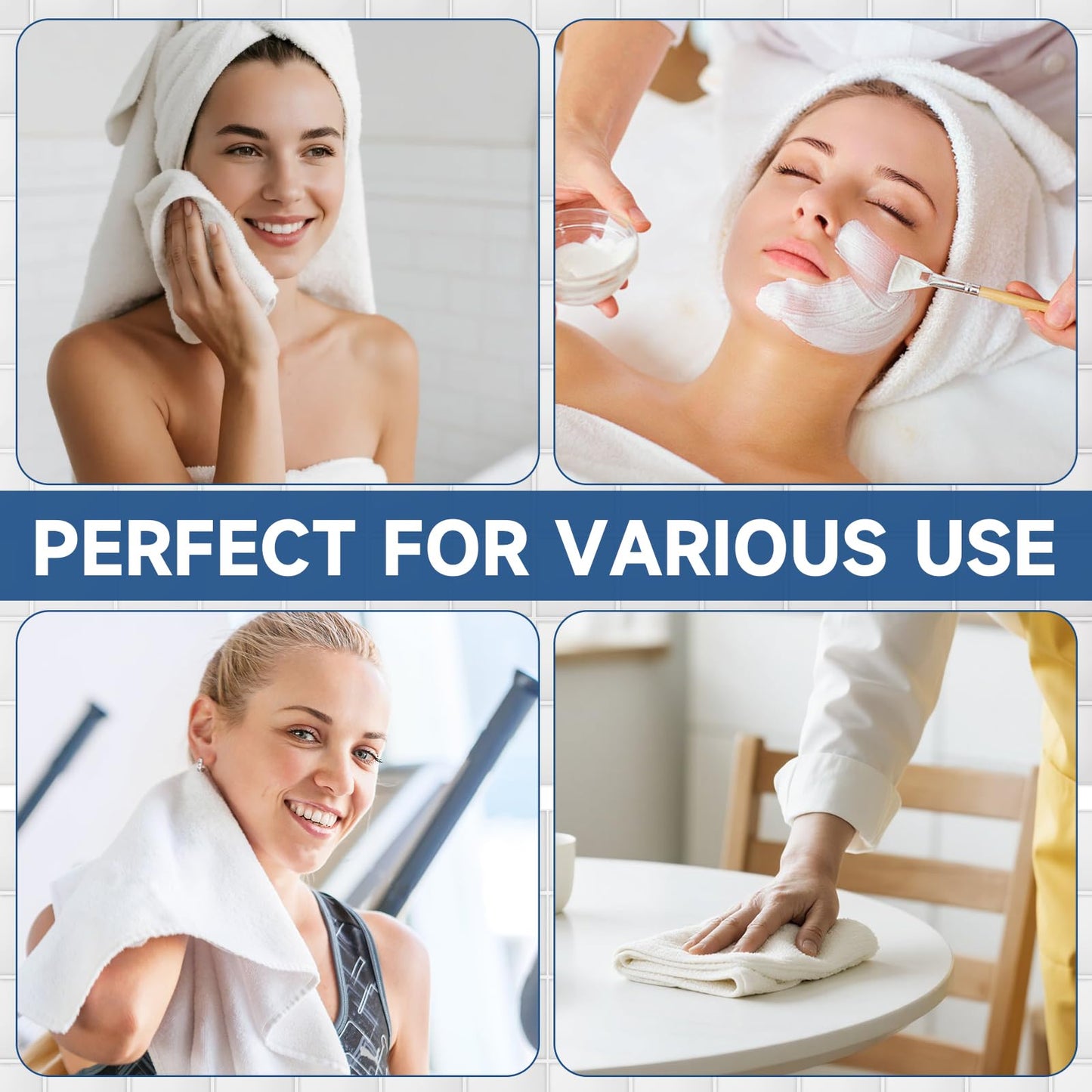 TEAWOO Coral Velvet White Washcloths 12 Pack, Highly Absorbent and Soft White Face Towels, Multi-Purpose Washcloths and Hand Towels for Bathroom, Hotel, Spa and Gym, 12 x 12 inches