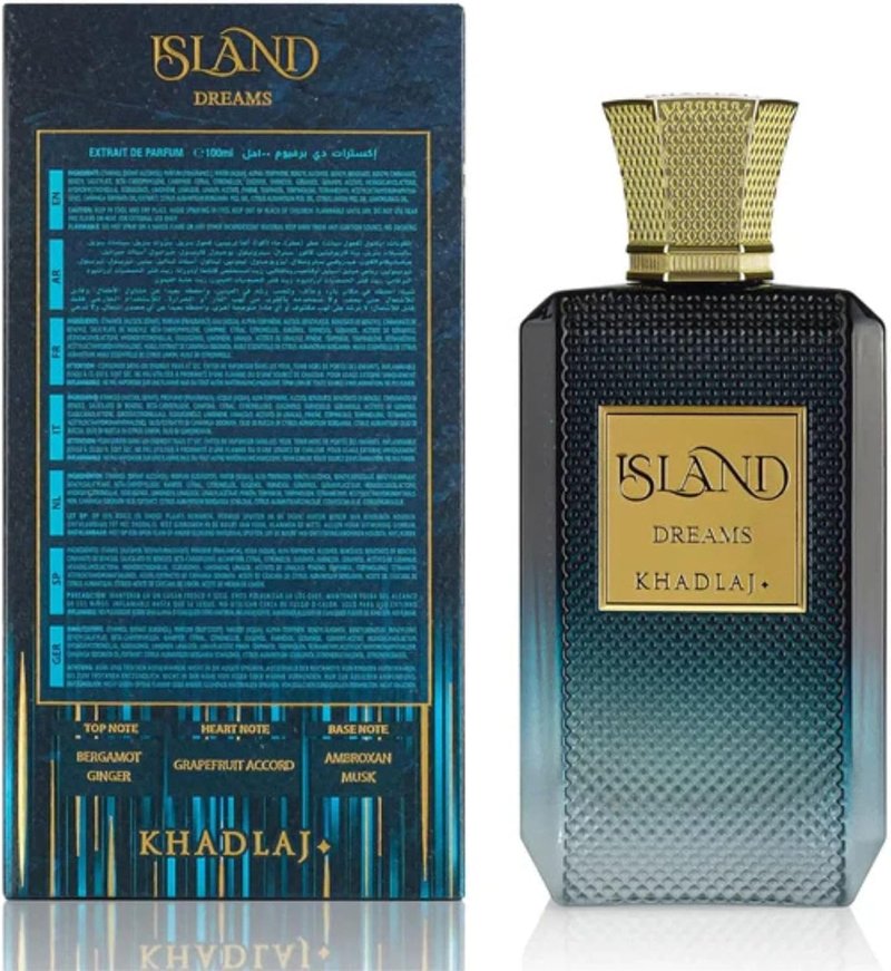 Khadlaj Island Dreams Extrait de Parfum - Long-Lasting Fruity Floral Woody Scent | 3.4 Ounce