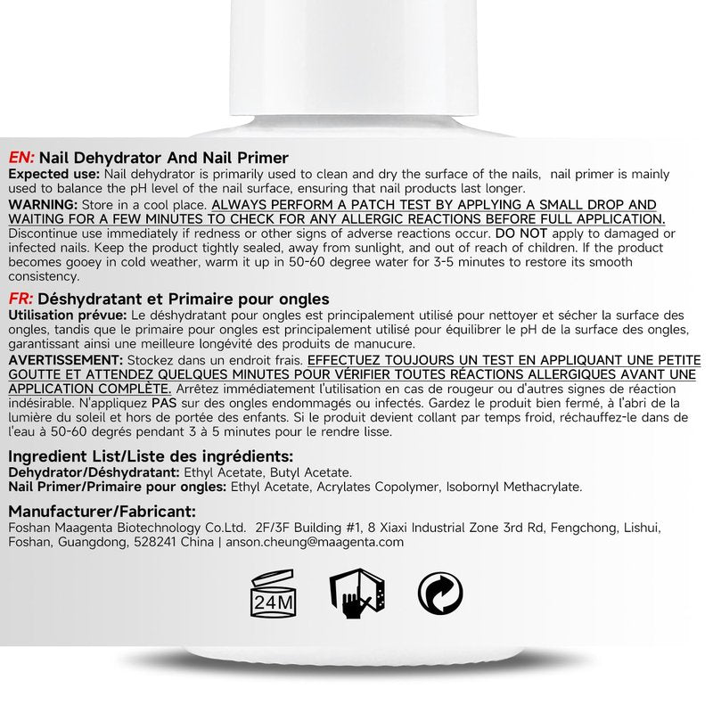 Nicedeco Nail Primer - Hema-Free Dehydrator Kit | 2 x 15ml | Cruelty-Free & Vegan for Long-Lasting Nails