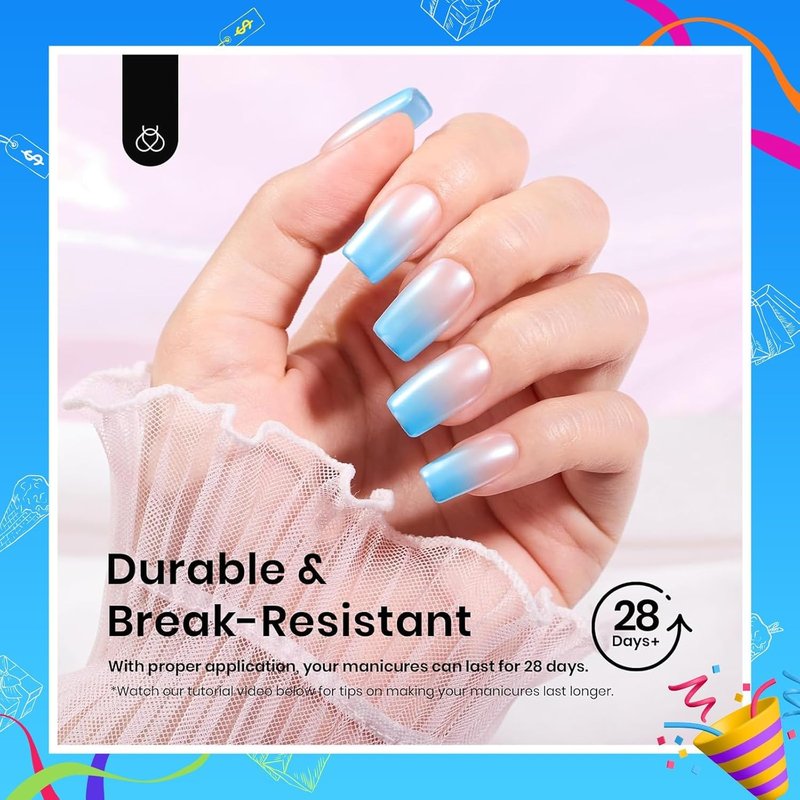 Beetles Gel Nail Tips - Pre-Etched Half Matte Square Short | 288 Pcs in 12 Sizes for Easy DIY Nail Extensions