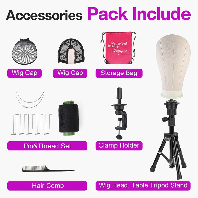 Wig Stand - Adjustable Canvas Mannequin Head for Heavy Wigs | Styling & Display
