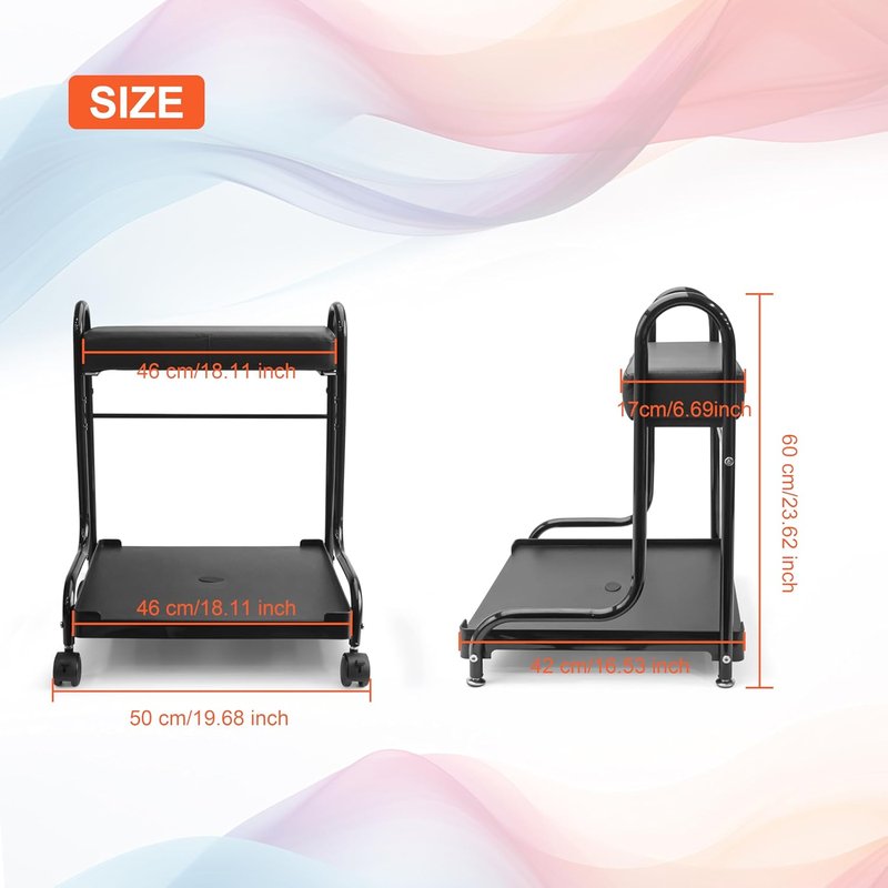 Portable Nail Foot Bath Spa Trolley Cart - Adjustable Height PU Cushion for Salon Use | Black
