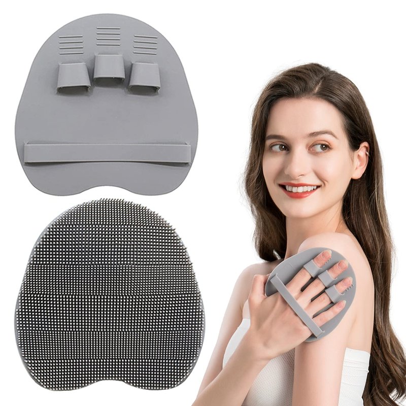 1 Pack Soft Silicone Shower Brush Body Wash Bath Exfoliating Skin Massage Scrubber, Dry Skin Brushing Glove Loofah, Fit for Sensitive and All Kinds of Skin