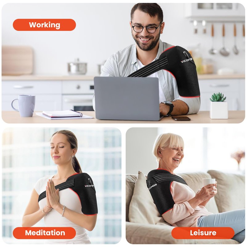 Viconor Red Light Therapy for Shoulder Pain Relief, Infrared Light Therapy for Body, Improve Joint Muscle, 660nm & 850nm Red Light Shoulder Wrap, Black1