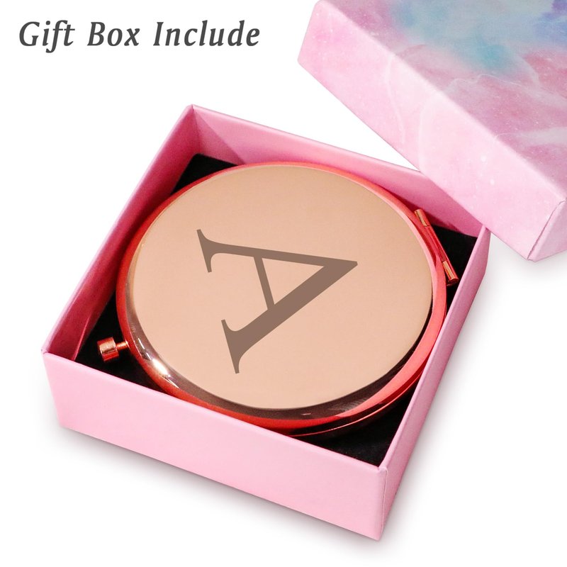 QUSTGO Personalized Gift for Women Girls Her, Custom Gifts for Adult Teen, Monogram Alphabet Initial Compact Mirror for Birthday, Graduation, Mothers Day, Basket Stuffers