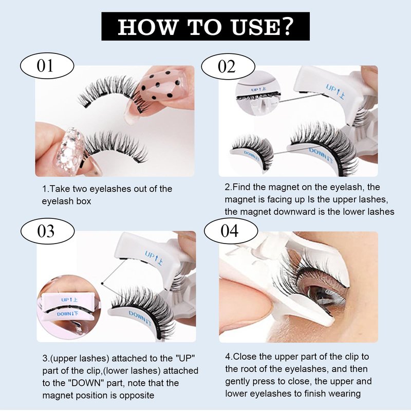 Meylora Magnetic Lashes,Magnetic Eyelashes with Applicator,2026 New Magnet Lashes Natural Look,Reusable No Glue Needed Soft Lashes Kit(02+04)