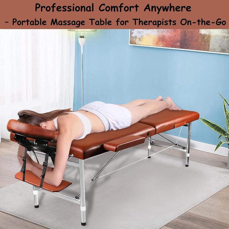 Portable Massage Table - Foldable Lash & Tattoo Spa Bed | 24" Wide, Adjustable Height for Home Use