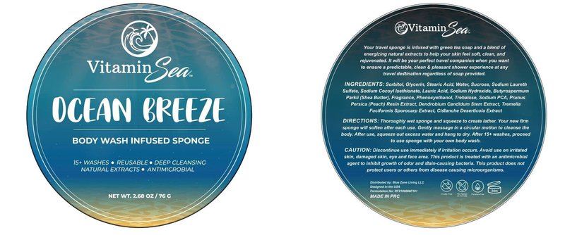 Travel Size Body Wash Women Shower Sponges (2 Pack) | 30 + Washes Travel Loofah with Case | Travel Body Wash Women Shower Sponge Soap w/Natural Extracts | Travel Soap Sponge Body Wash (Ocean Breeze)