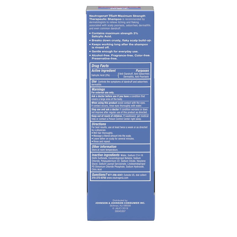 Neutrogena T/Sal Therapeutic Scalp Shampoo for Scalp Build-Up Control with 3% Salicylic Acid, Scalp Treatment for Dandruff, Scalp Psoriasis & Seborrheic Dermatitis Relief, 4.5 fl. oz (Pack of 6)