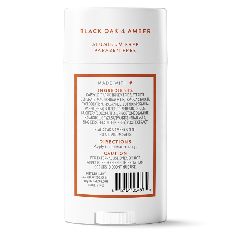 Native Deodorant Contains Naturally Derived Ingredients, 72 Hour Odor Control, Deodorant for Women and Men, Aluminum Free, Black Oak & Amber 2.65oz