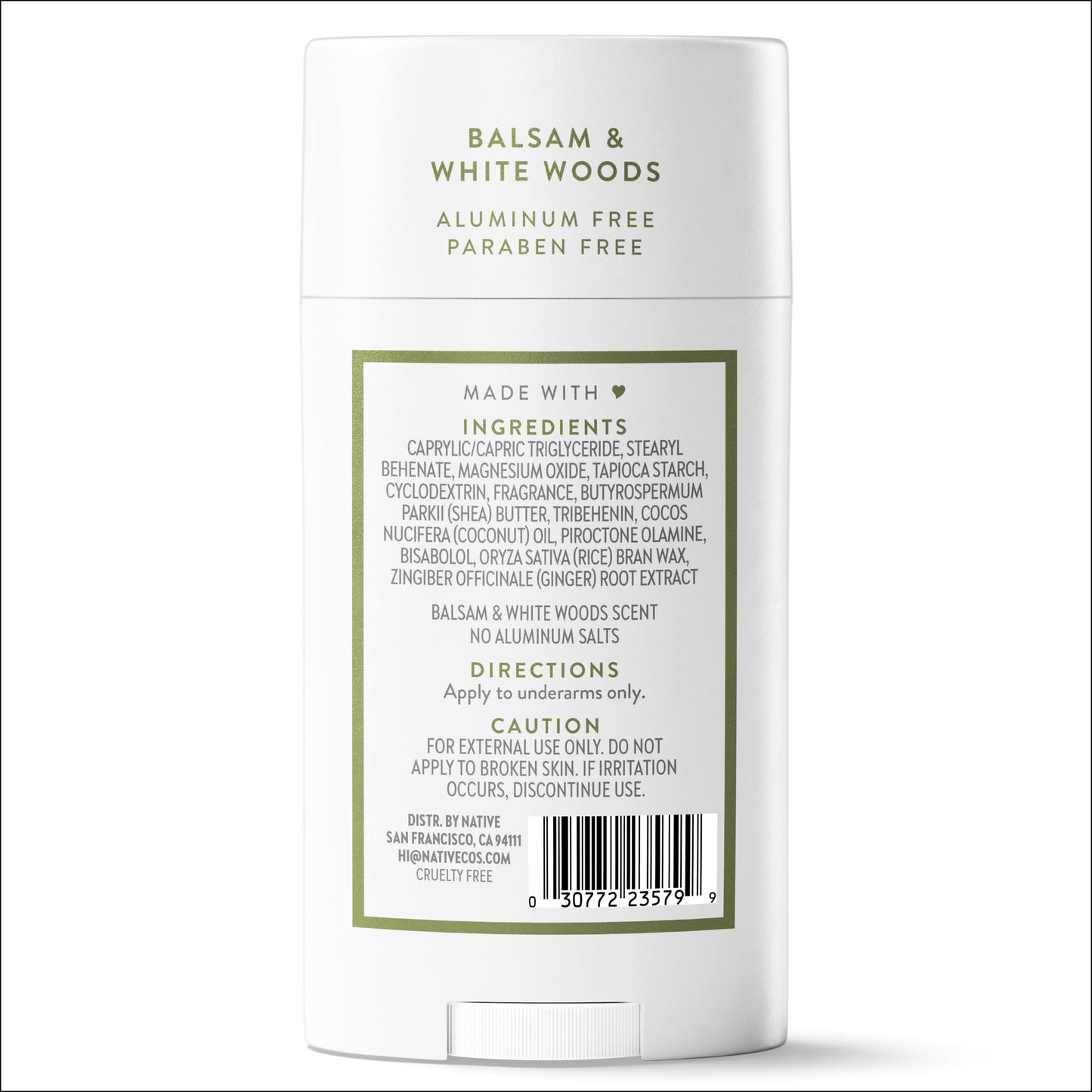 Native Deodorant Contains Naturally Derived Ingredients, 72 Hour Odor Control, Deodorant for Women and Men, Aluminum Free, Balsam & White Woods 2.65oz