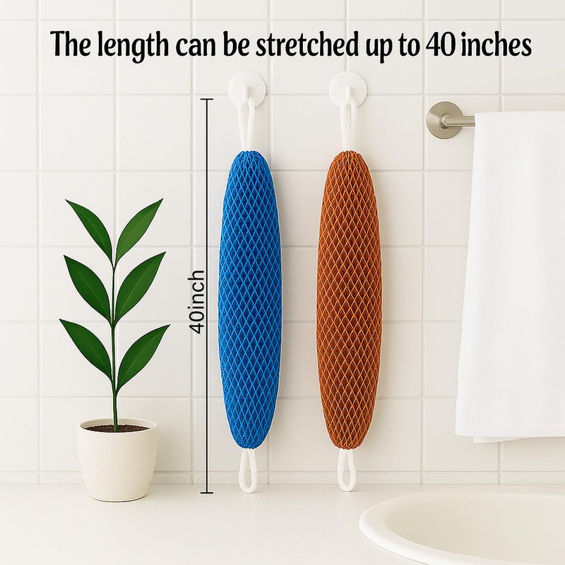 Yiclick African Net Sponge Authentic with Knots 2 Pack - Exfoliating Body Scrubber, Exfoliating Washcloth Towel, Knotted Rags Wash Cloth Loofah Sponge for Body Scrub, Back Scrubber for Shower Bath